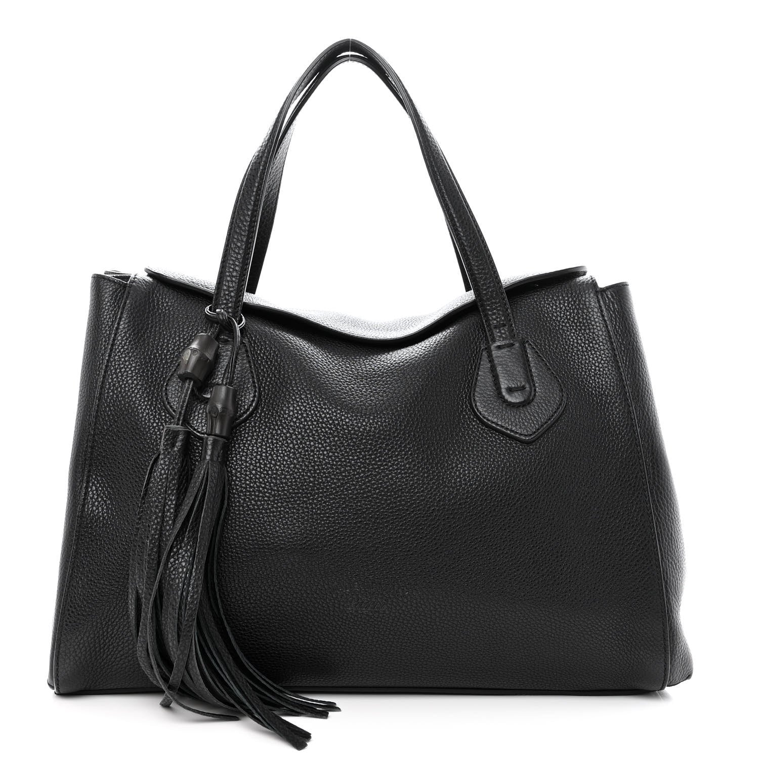 Gucci Pebbled Calfskin Lady Tassel Top Handle Bag Black 1 of 10