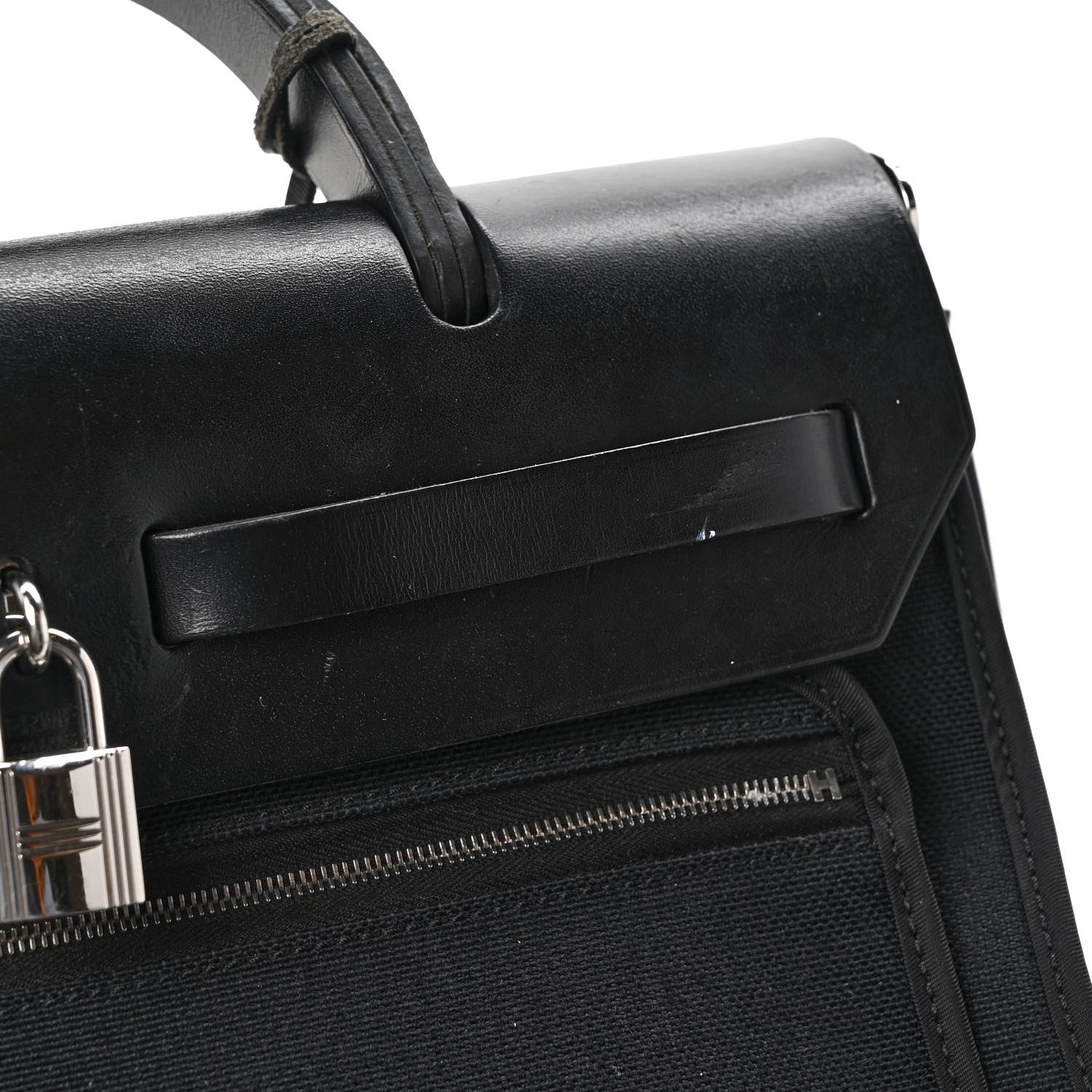 Hermes Military Toile Vache Hunter Herbag Zip PM 31 Black 10 of 11