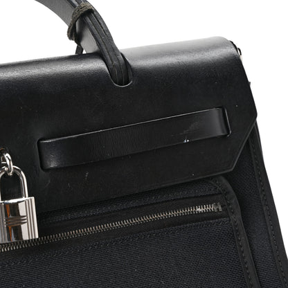 Hermes Military Toile Vache Hunter Herbag Zip PM 31 Black 10 of 11