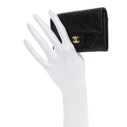 Chanel Caviar Quilted Flap Card Holder Wallet Black 2 of 9