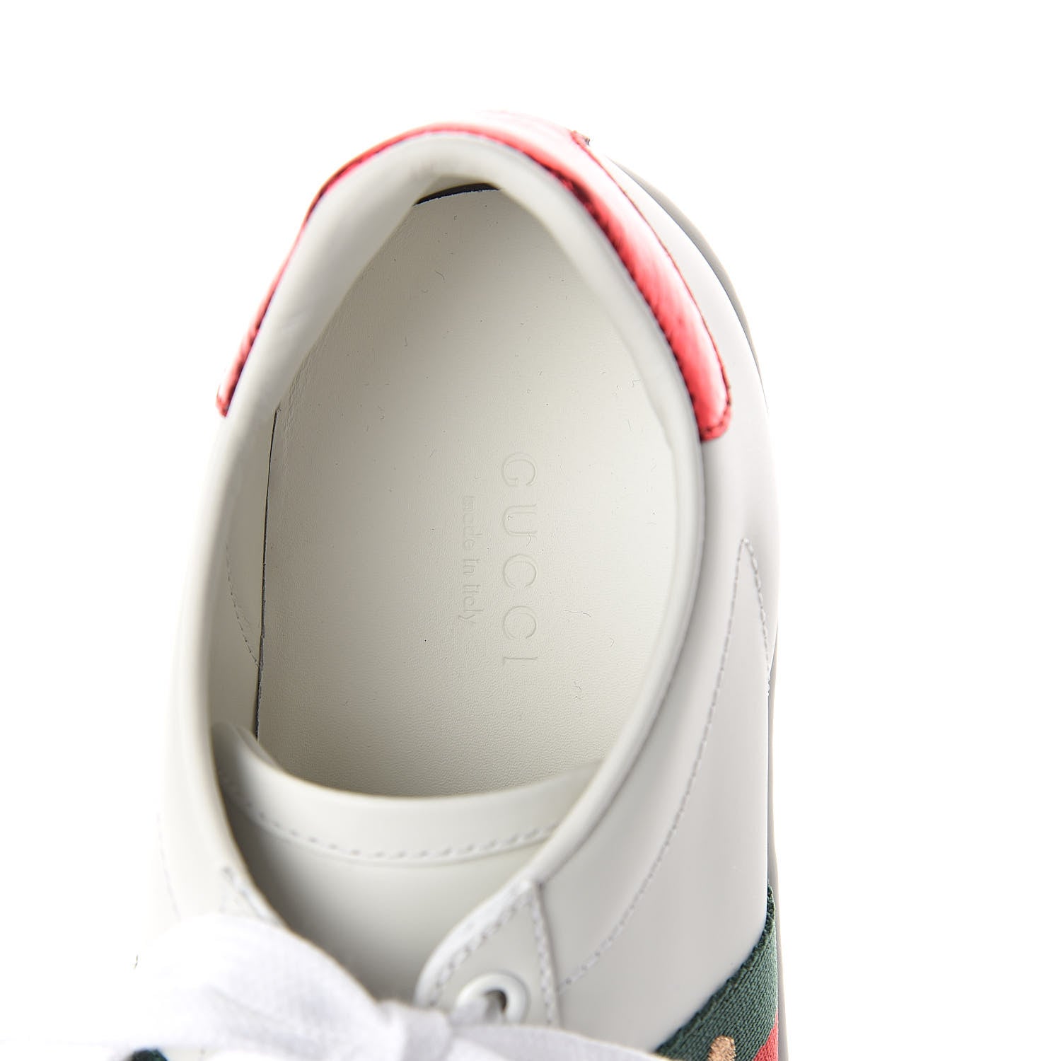 Gucci Calfskin Ayers Bee Embroidered Womens Ace Sneakers 37 White Green 5 of 8