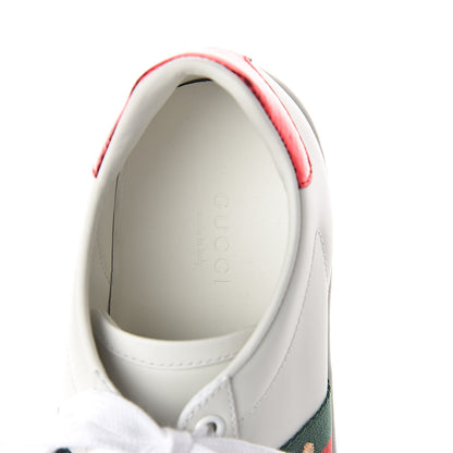 Gucci Calfskin Ayers Bee Embroidered Womens Ace Sneakers 37 White Green 5 of 8