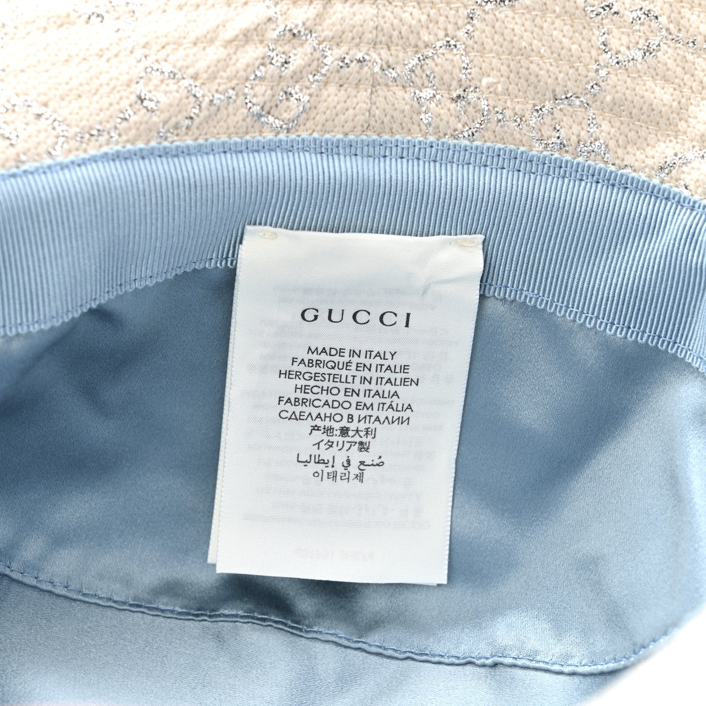 Canvas Lame GG Monogram Bucket Hat S Silver
