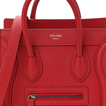 Celine Drummed Calfskin Nano Luggage Red 6 of 9