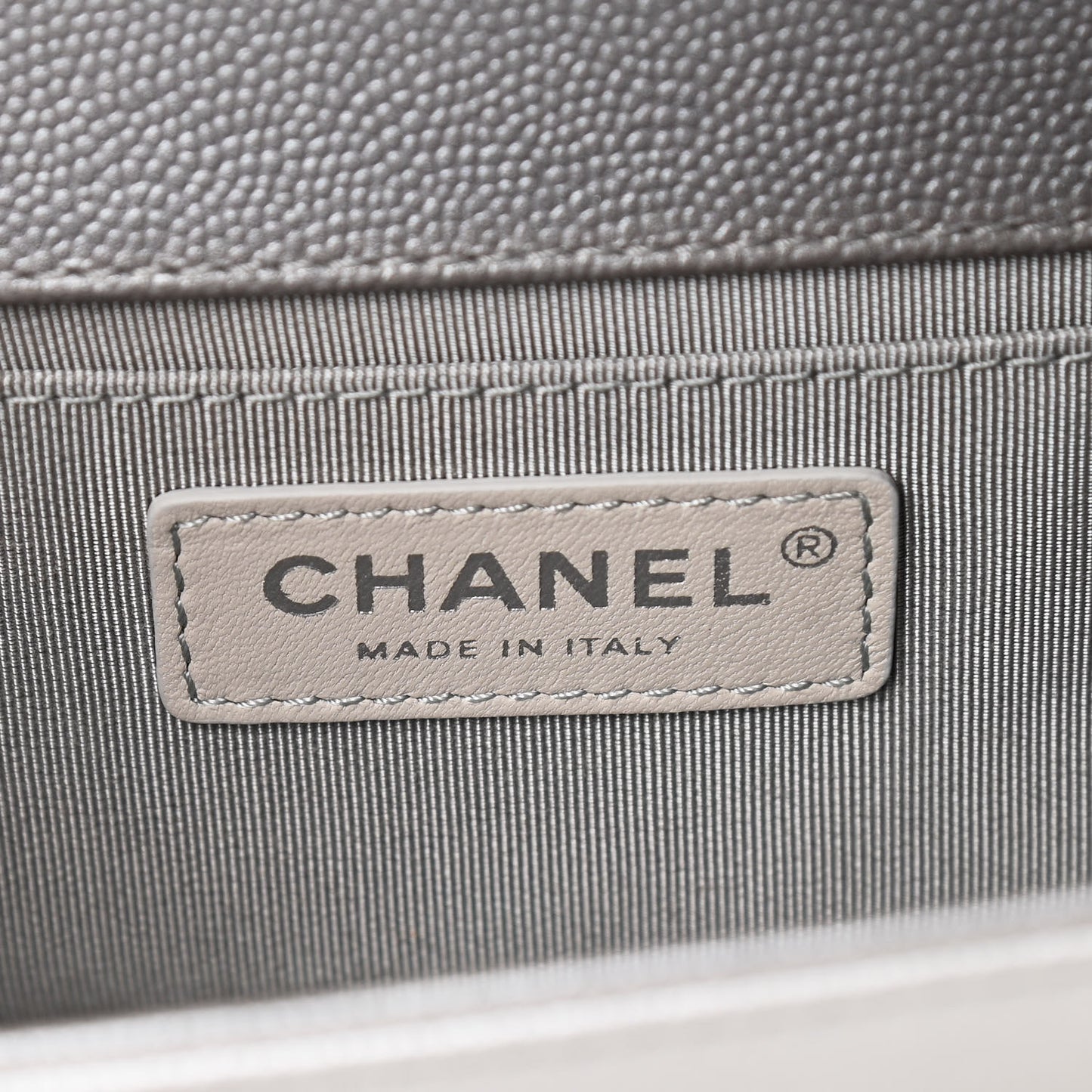 Metallic Caviar Chevron Quilted Medium Boy Flap Silver
