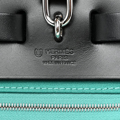 Hermes Military Toile Vache Hunter Laque Horseshoe Herbag Zip Retourne PM 31 Malachite 7 of 12