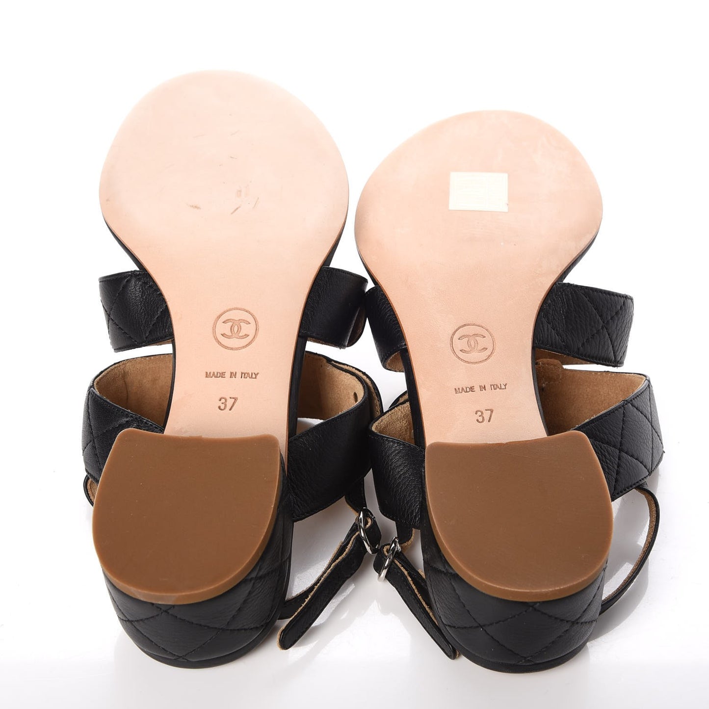 Lambskin Quilted CC Turnlock Sandals 37 Black