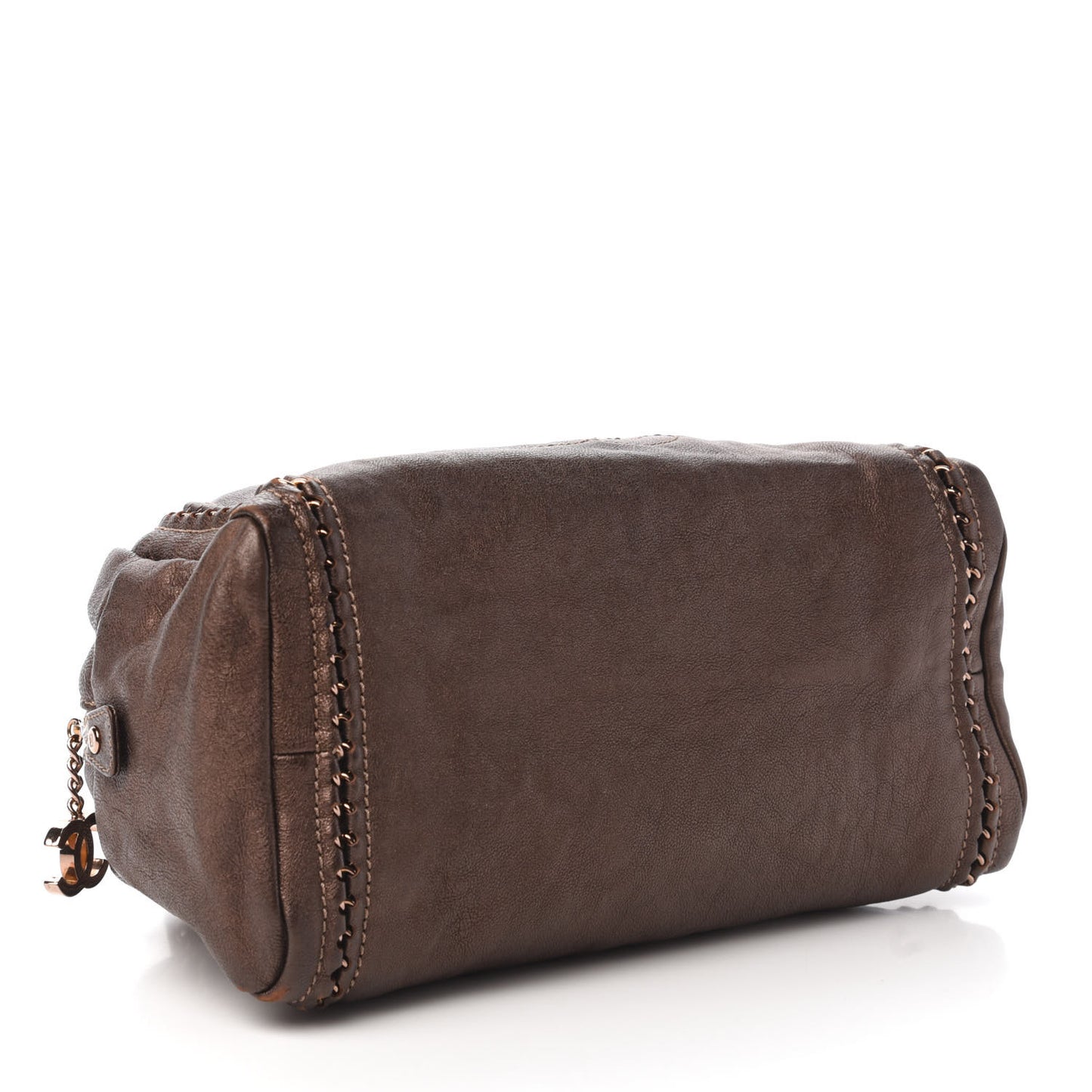 Metallic Goatskin Medium Luxe Ligne Bowler Bronze