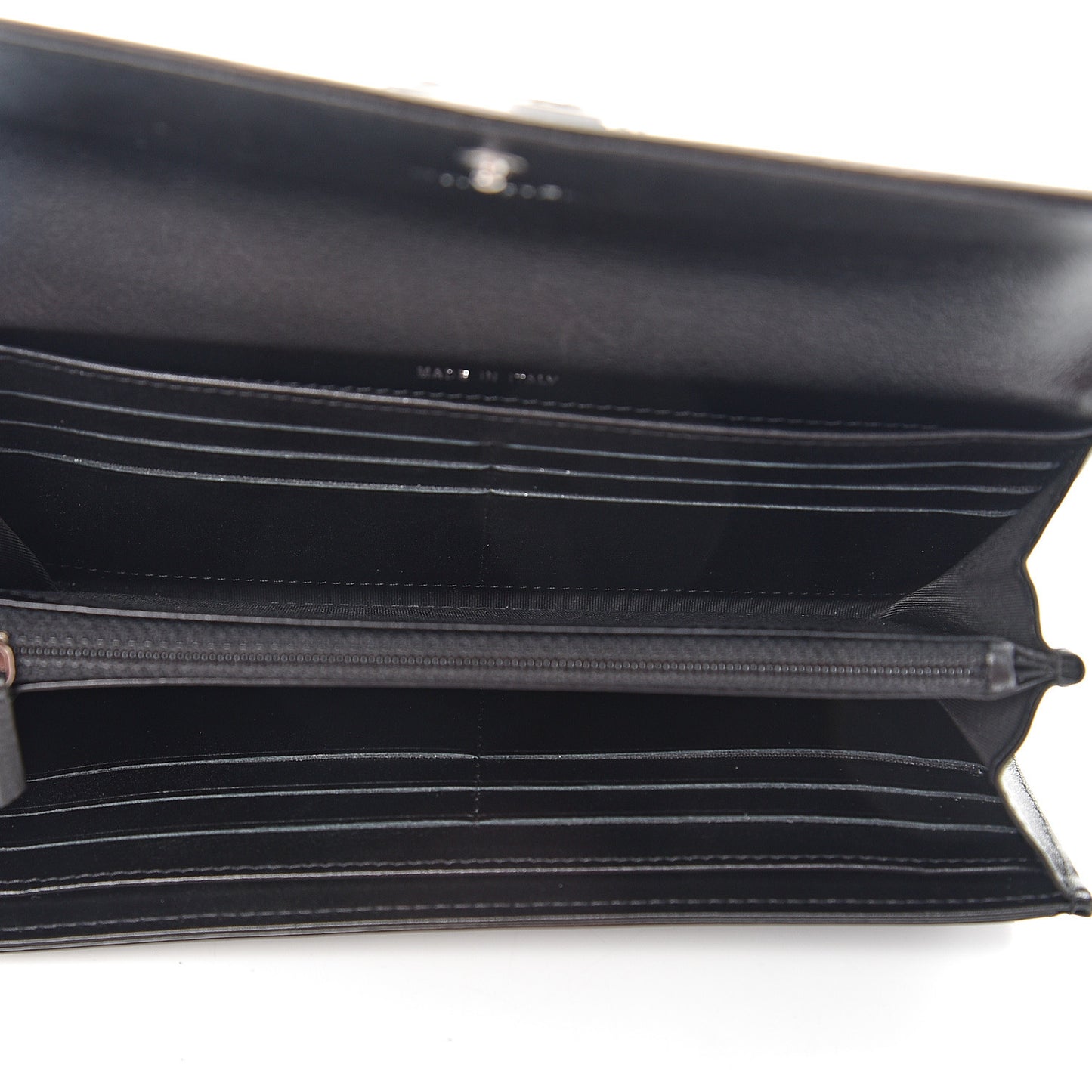 Glazed Calfskin Boy Flap Wallet Black