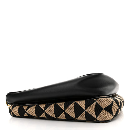 Prada Jacquard Calfskin Triangolo Symbole Embroidered Mini Triangle Double Bag Black Corda 4 of 11