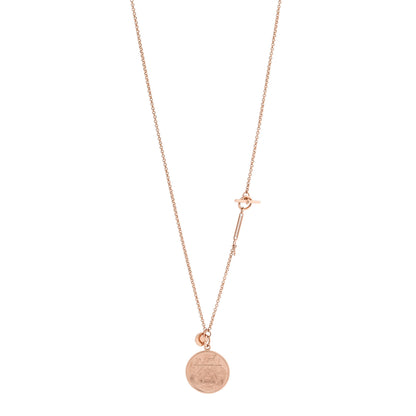 Hermes 18K Rose Gold Diamond MM Ex-Libris Pendant Necklace 1 of 6