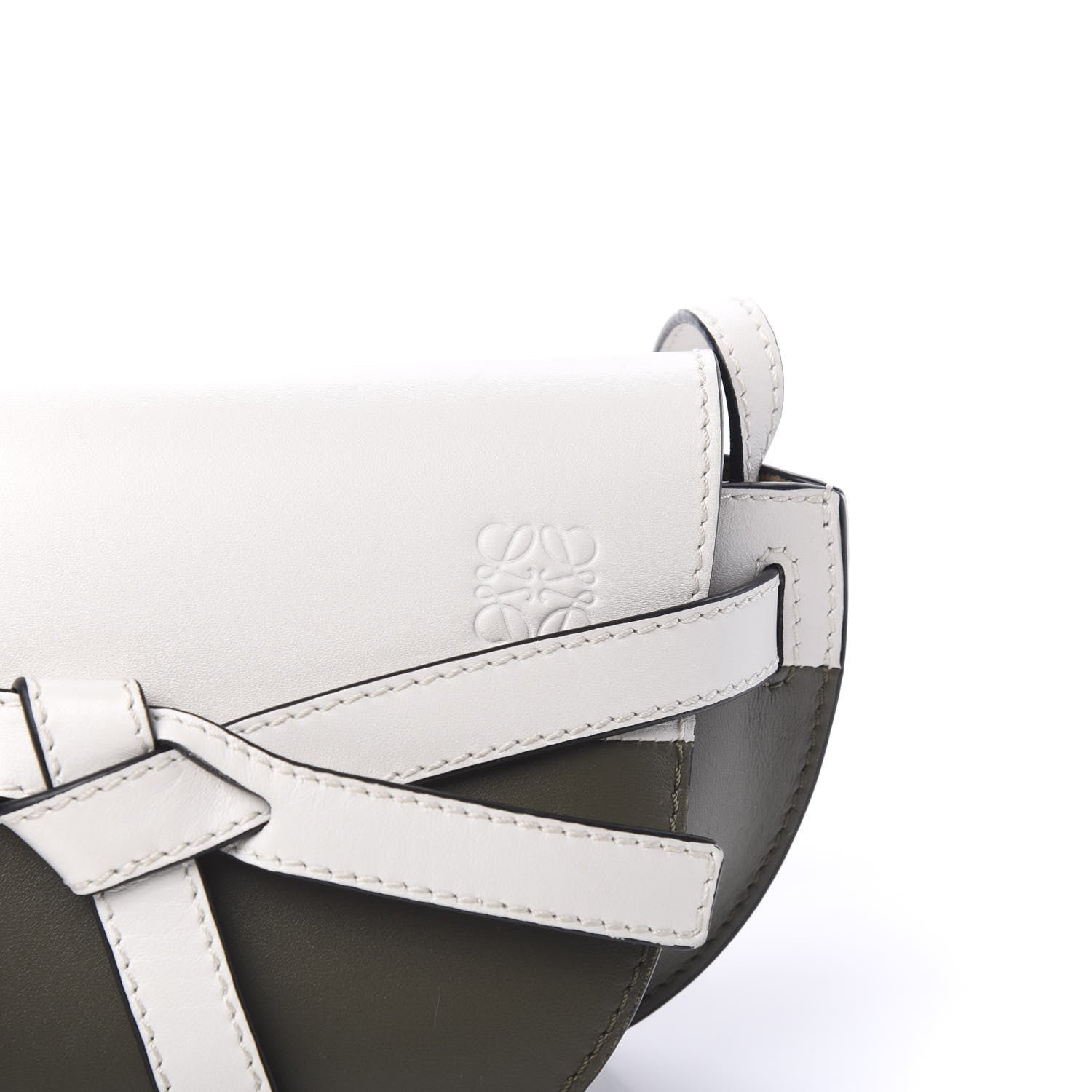 Loewe Calfskin Mini Gate Crossbody Bag Khaki Green Soft White 8 of 8