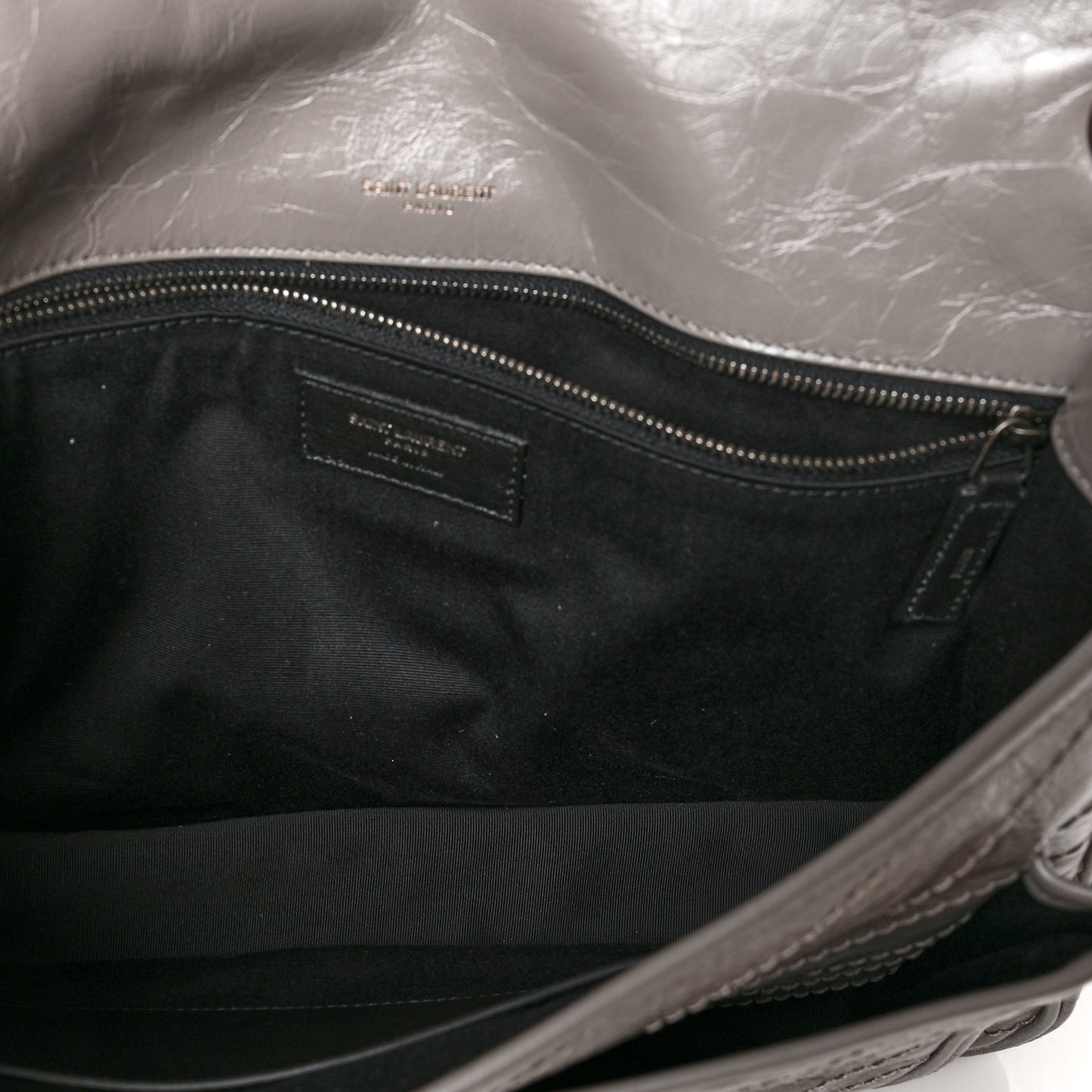 Crinkled Calfskin Matelasse Monogram Large Niki Chain Satchel Fog