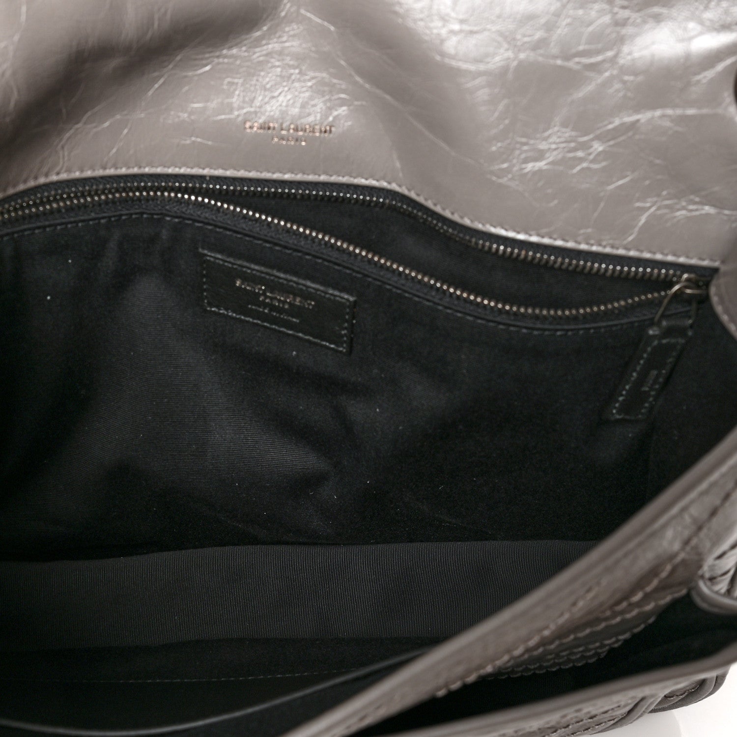 Saint Laurent Crinkled Calfskin Matelasse Monogram Large Niki Chain Satchel Fog 5 of 10