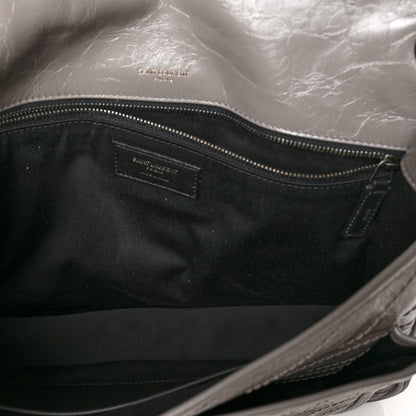 Saint Laurent Crinkled Calfskin Matelasse Monogram Large Niki Chain Satchel Fog 5 of 10