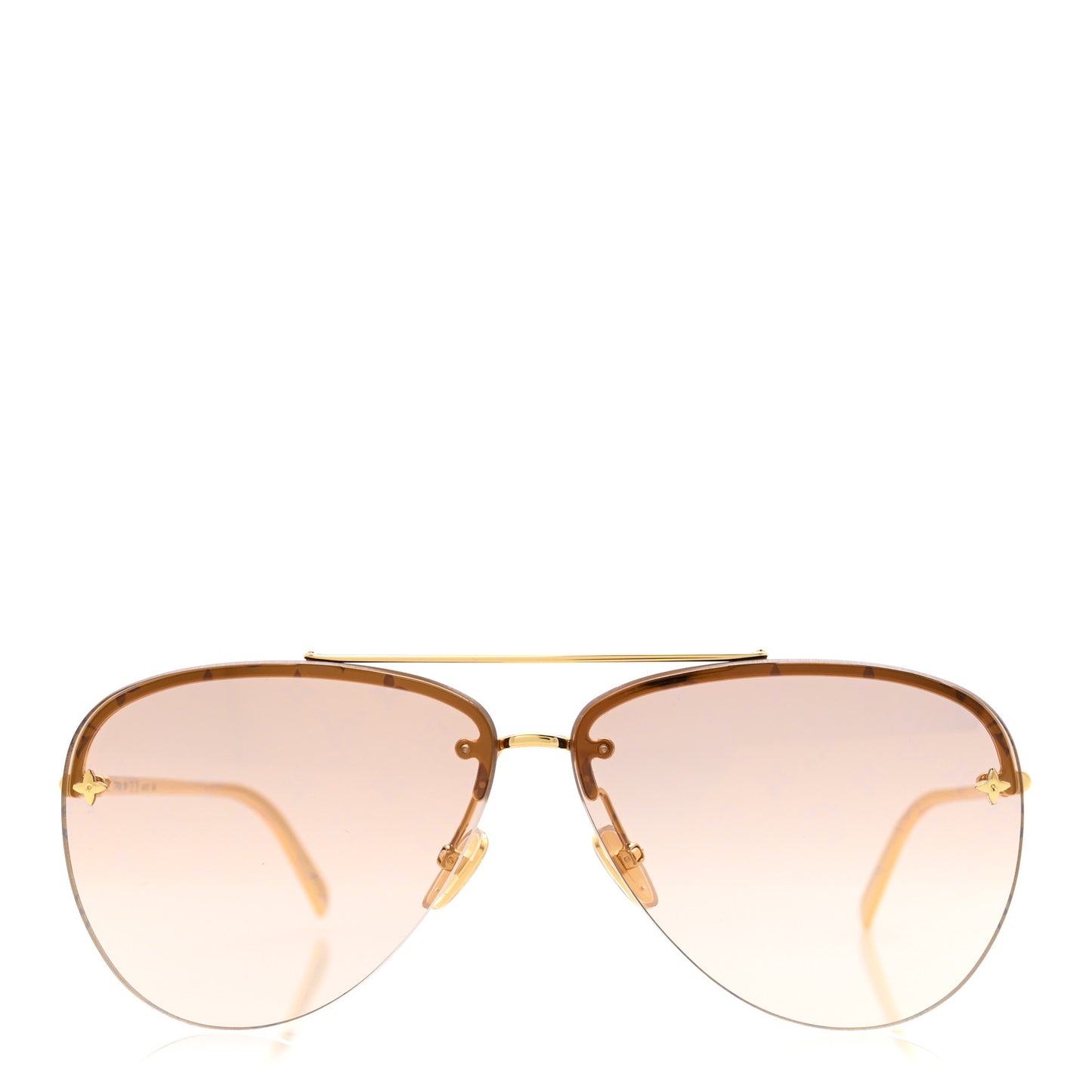Metal Monogram LV Pilot Light Sunglasses Z1913U Gold Gradiant Brown