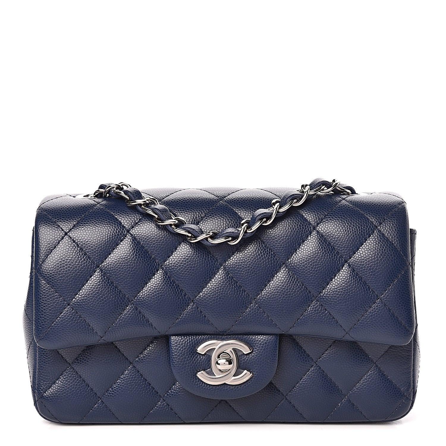 Chanel Caviar Quilted Mini Rectangular Flap Dark Blue 1 of 10