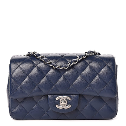 Chanel Caviar Quilted Mini Rectangular Flap Dark Blue 1 of 10