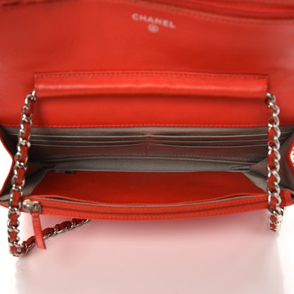 Chanel Patent Quilted Brilliant Wallet On Chain WOC Red 5 of 12