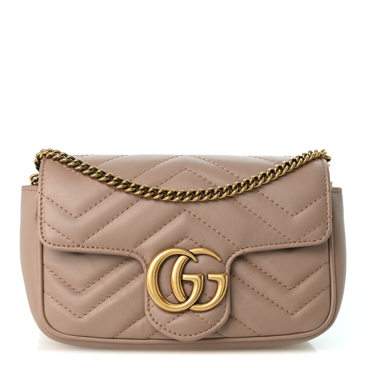 Calfskin Matelasse Super Mini GG Marmont Shoulder Bag Porcelain Rose