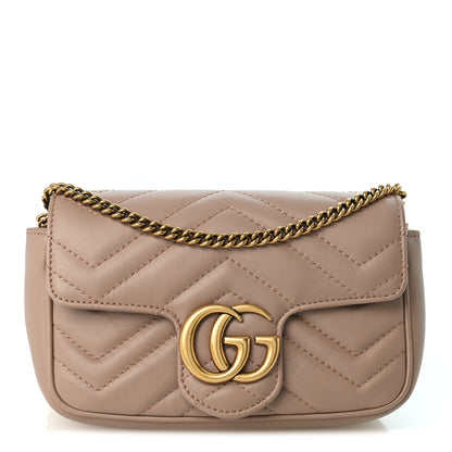 Gucci Calfskin Matelasse Super Mini GG Marmont Shoulder Bag Porcelain Rose 1 of 10