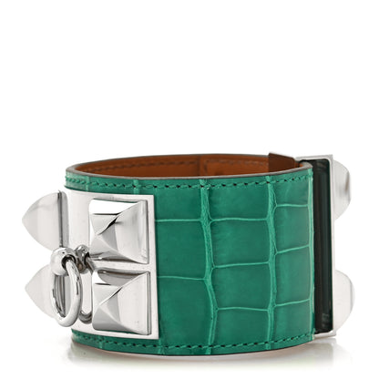 Hermes Shiny Alligator Collier De Chien CDC Bracelet T2 Vert Jade 1 of 6