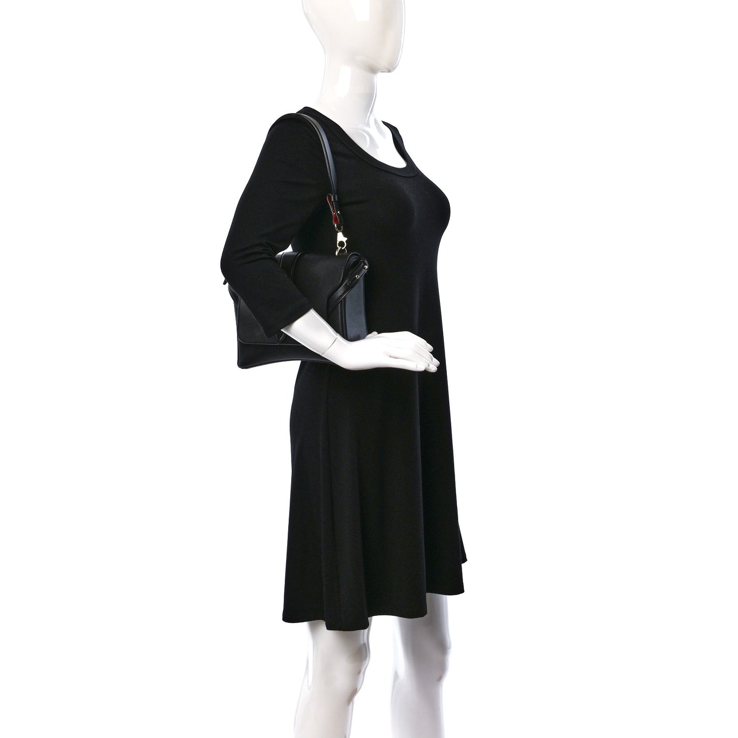 Pebbled Calfskin Small Rubylou Shoulder Bag Black