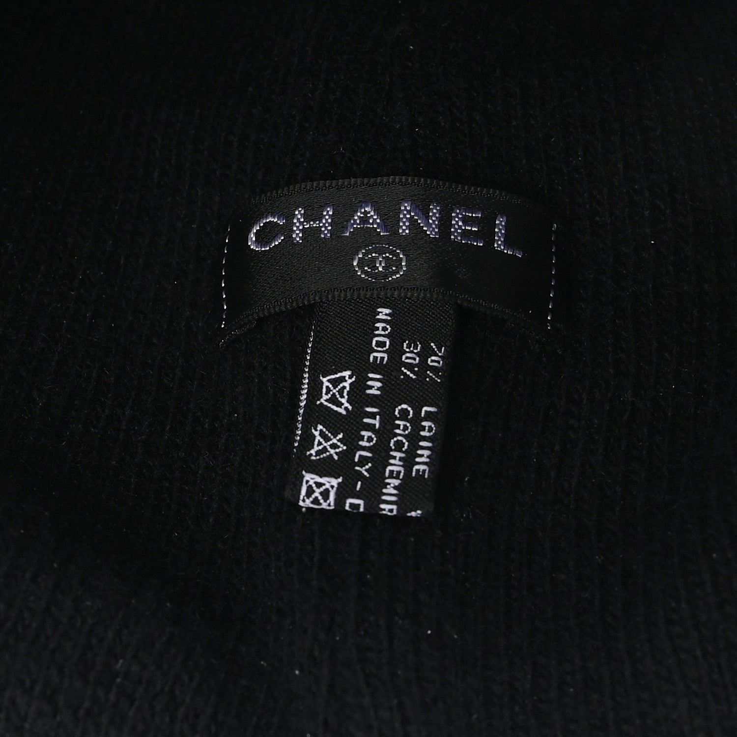 Chanel Cashmere Logo Beanie Hat Black Fuchsia 5 of 5