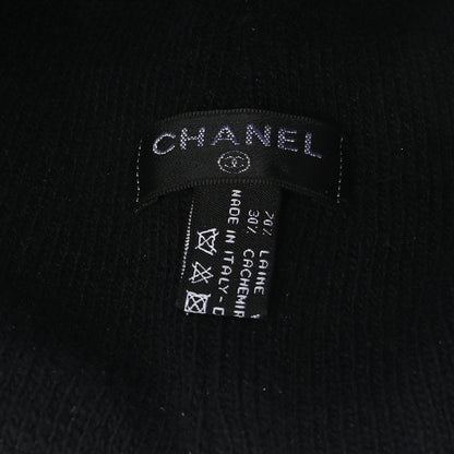 Chanel Cashmere Logo Beanie Hat Black Fuchsia 5 of 5