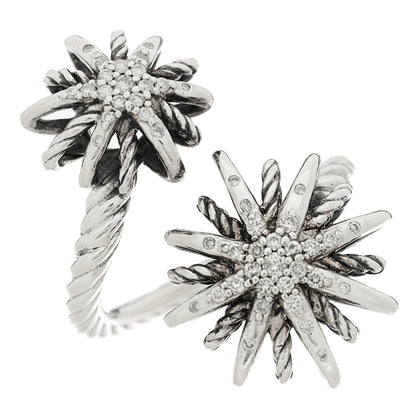 David Yurman Sterling Silver Diamond 28mm Open Starburst Ring 49 5 1 of 4