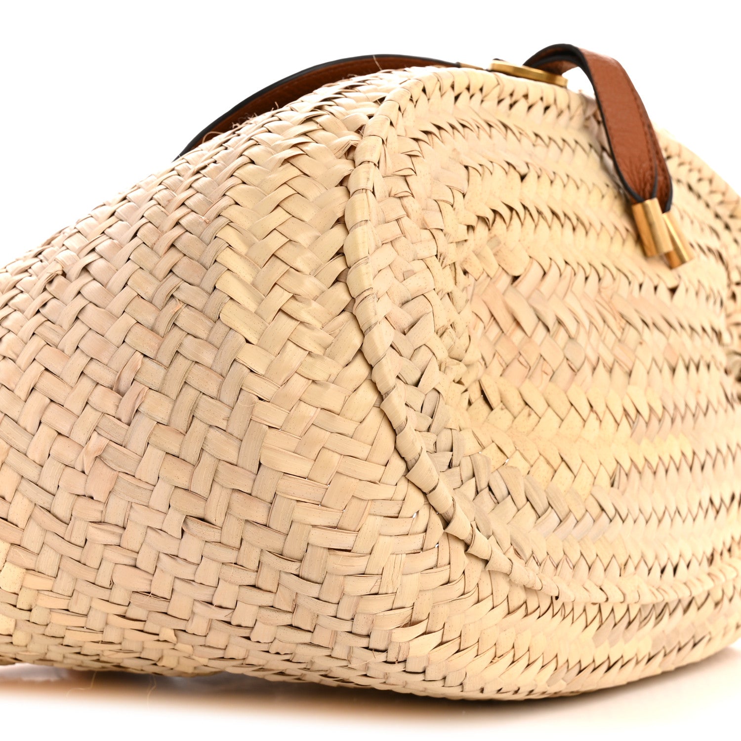 Chloe Raffia Small Grain Calfskin Medium Marcie Basket Tan 9 of 13