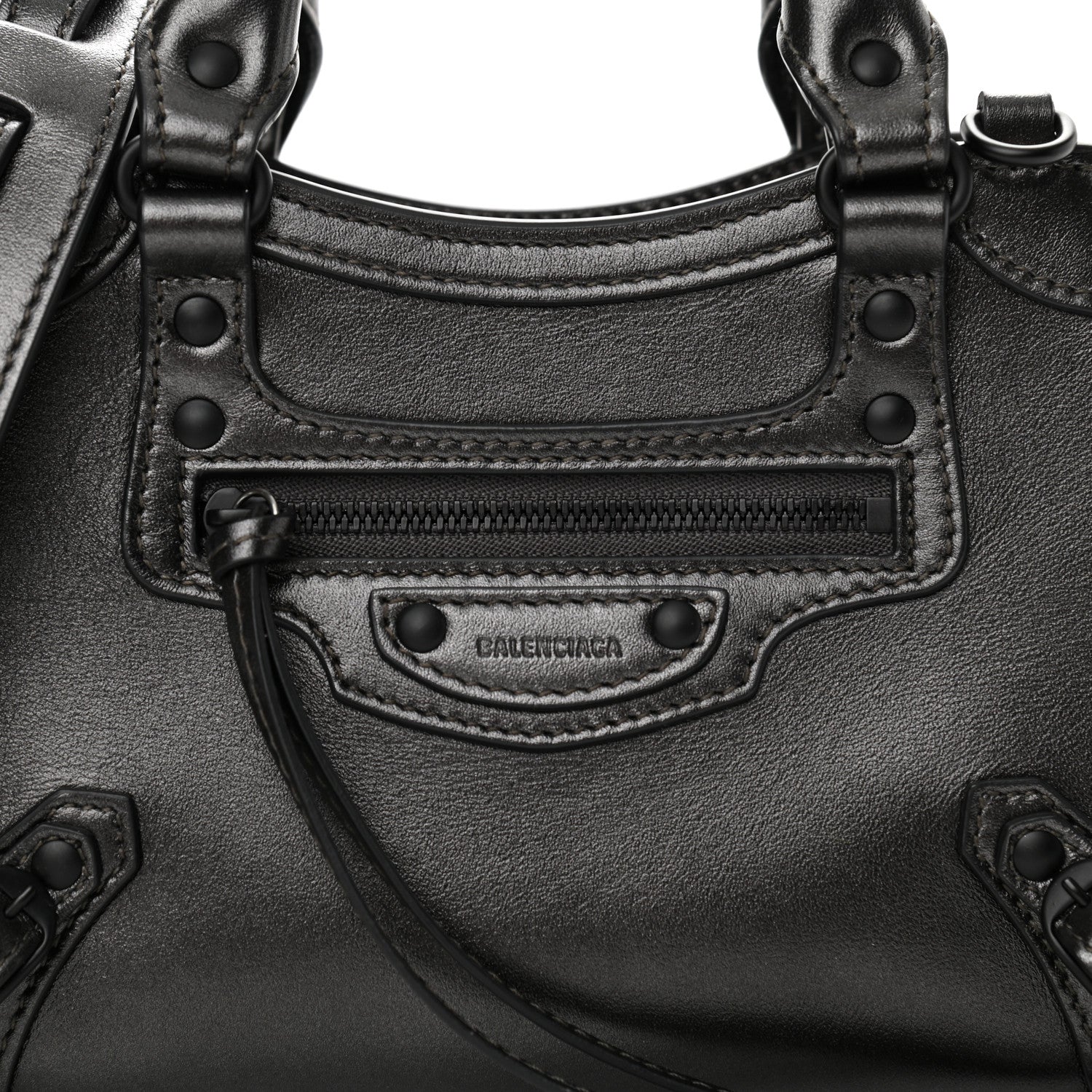 Balenciaga Smooth Calfskin Neo Classic Black Hardware Mini City Gunmetal 8 of 11
