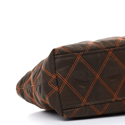 Prada Nylon Tessuto Impuntu Quilted Shopper Tote Brown Orange 7 of 8
