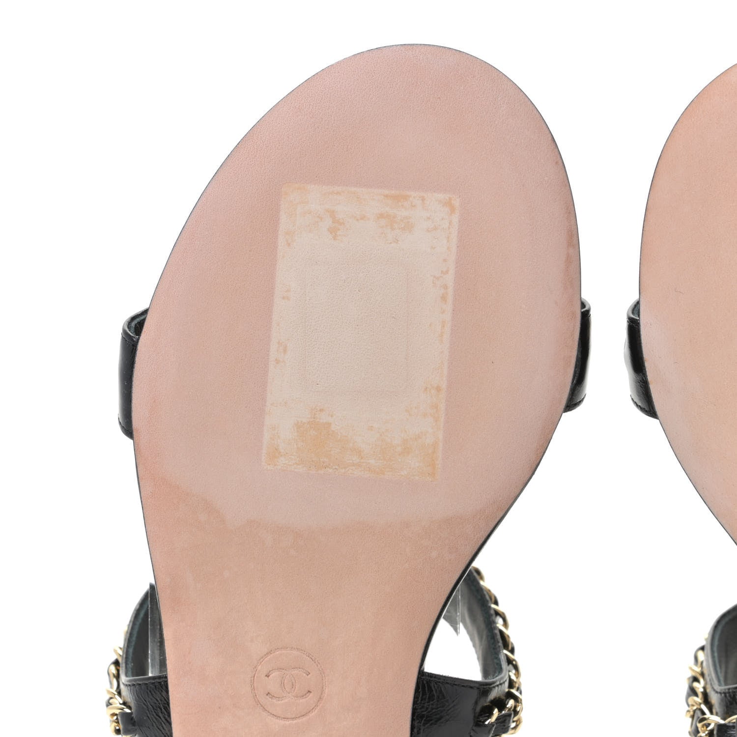 Chanel Patent Calfskin CC Chain Sandals 36 Black 7 of 13