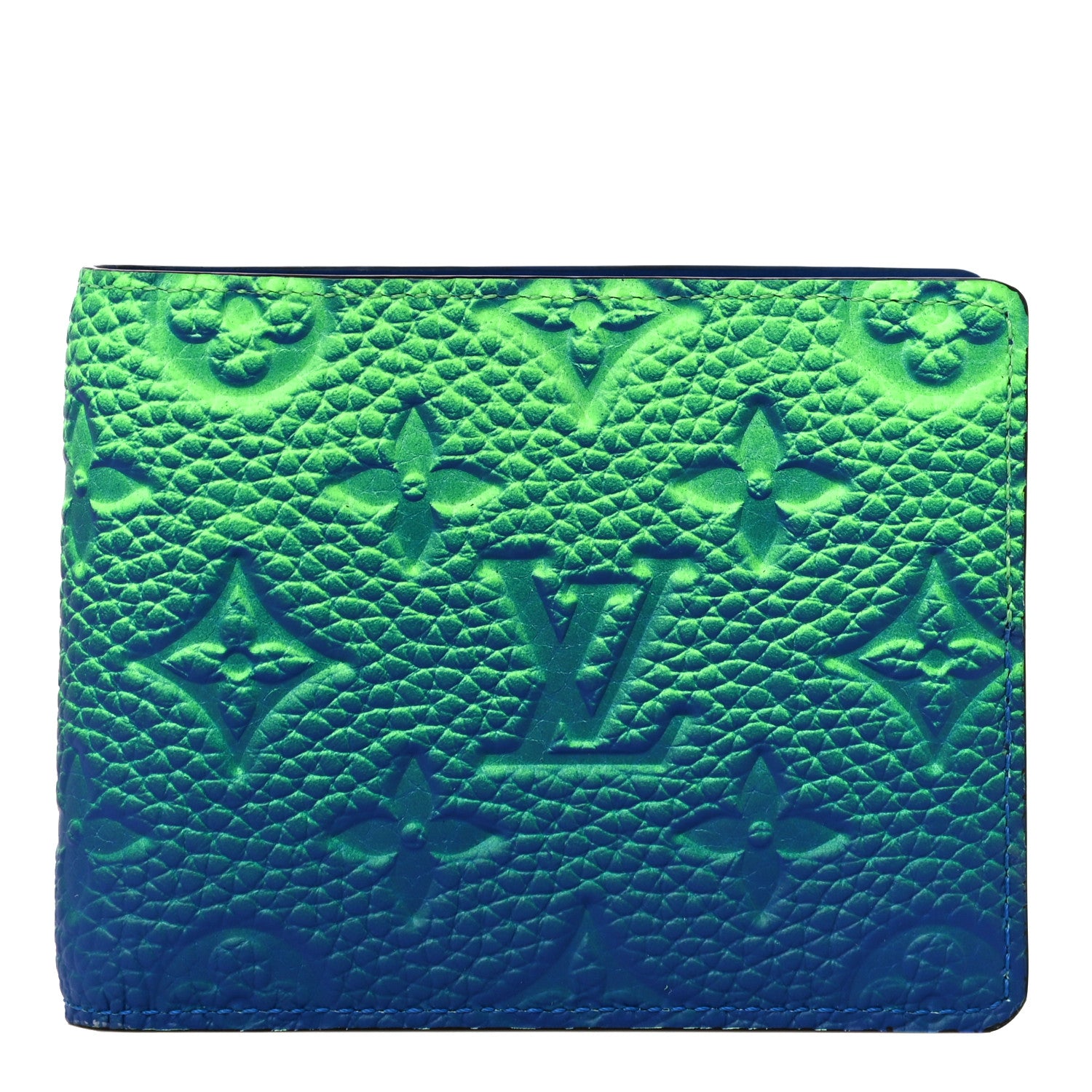 Louis Vuitton Taurillon Illusion Slender Wallet Bleu Vert 1 of 10