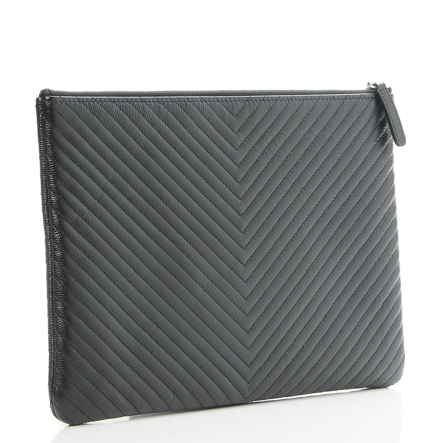 Chanel Caviar Chevron Medium Cosmetic Case Black 3 of 8