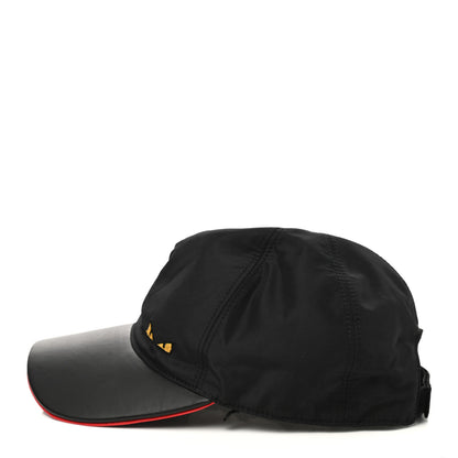 Fendi Nylon Lambskin Monster Eyes Baseball Hat 58 Black Rosso Gold 4 of 8