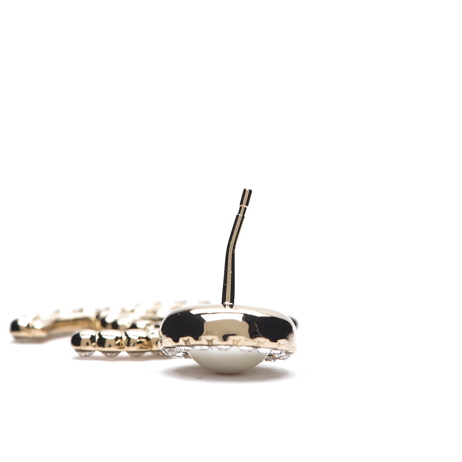 Chanel Crystal Pearl Bow-tiful CC Drop Earrings Gold 4 of 4