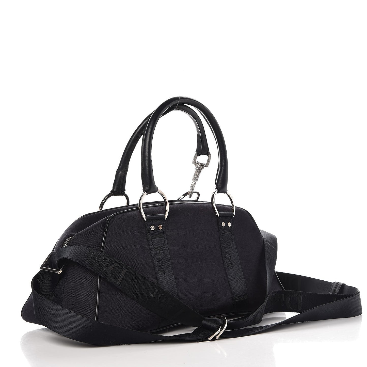 Nylon Crystal Satchel Black