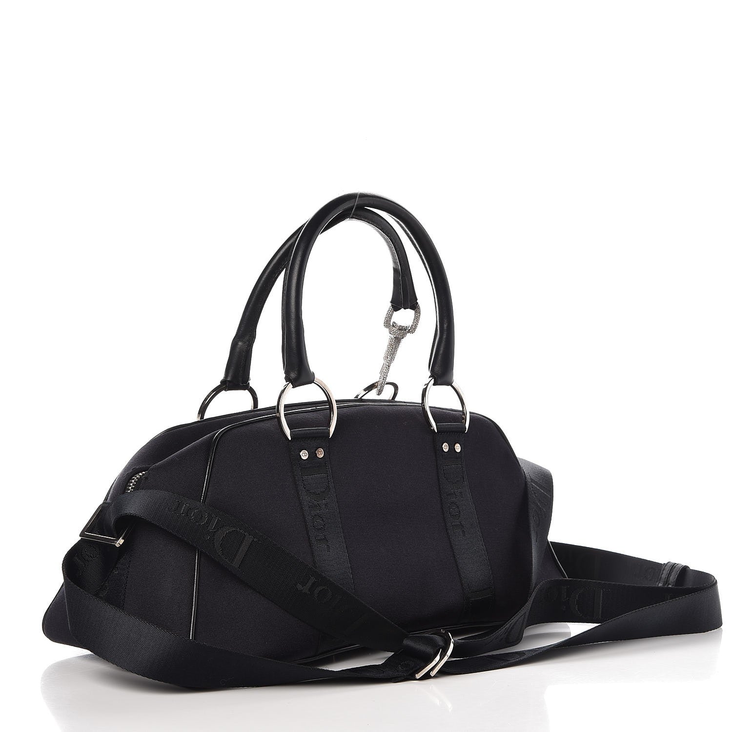 Christian Dior Nylon Crystal Satchel Black 4 of 19