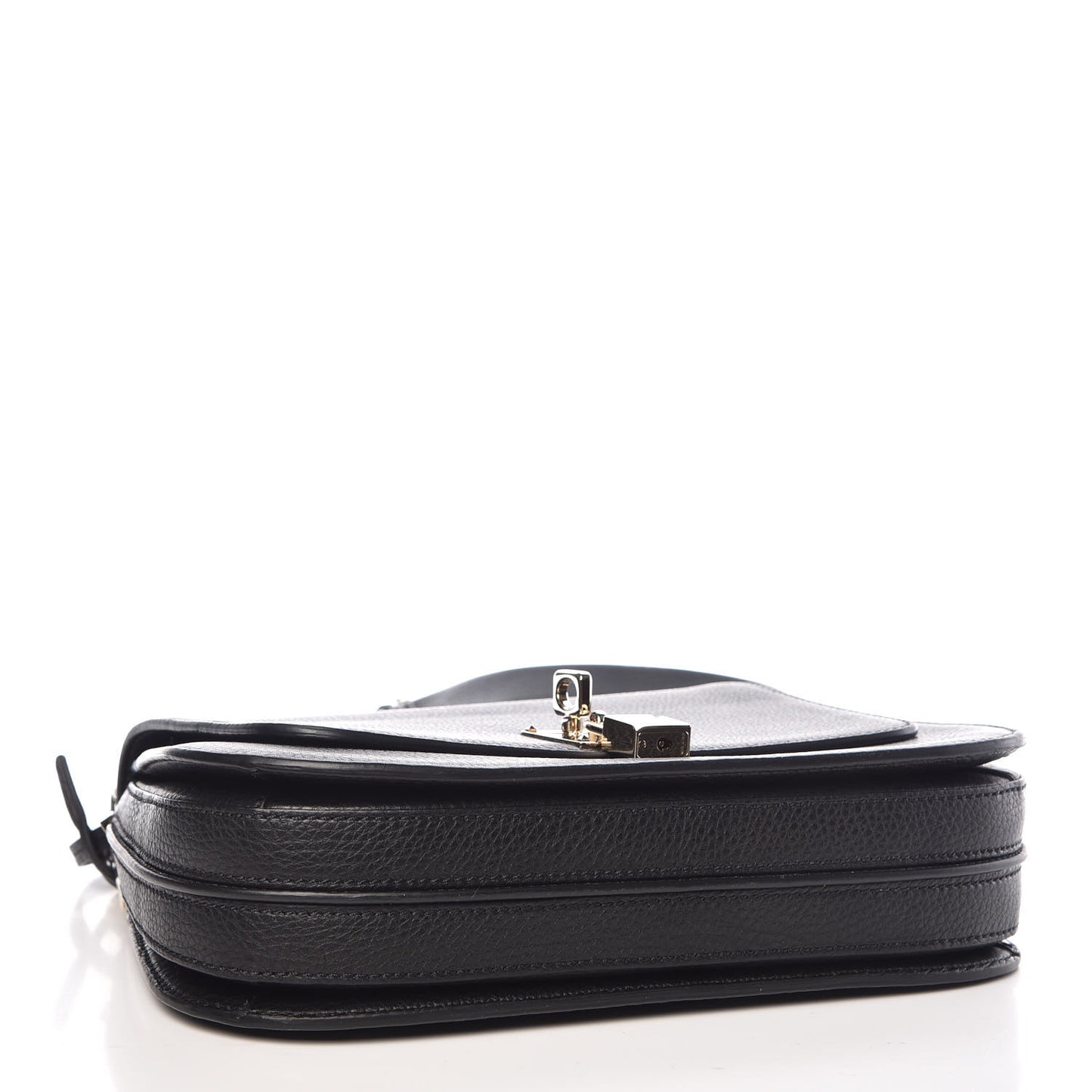 Pebbled Calfskin Joylock Flap Messenger Bag Black