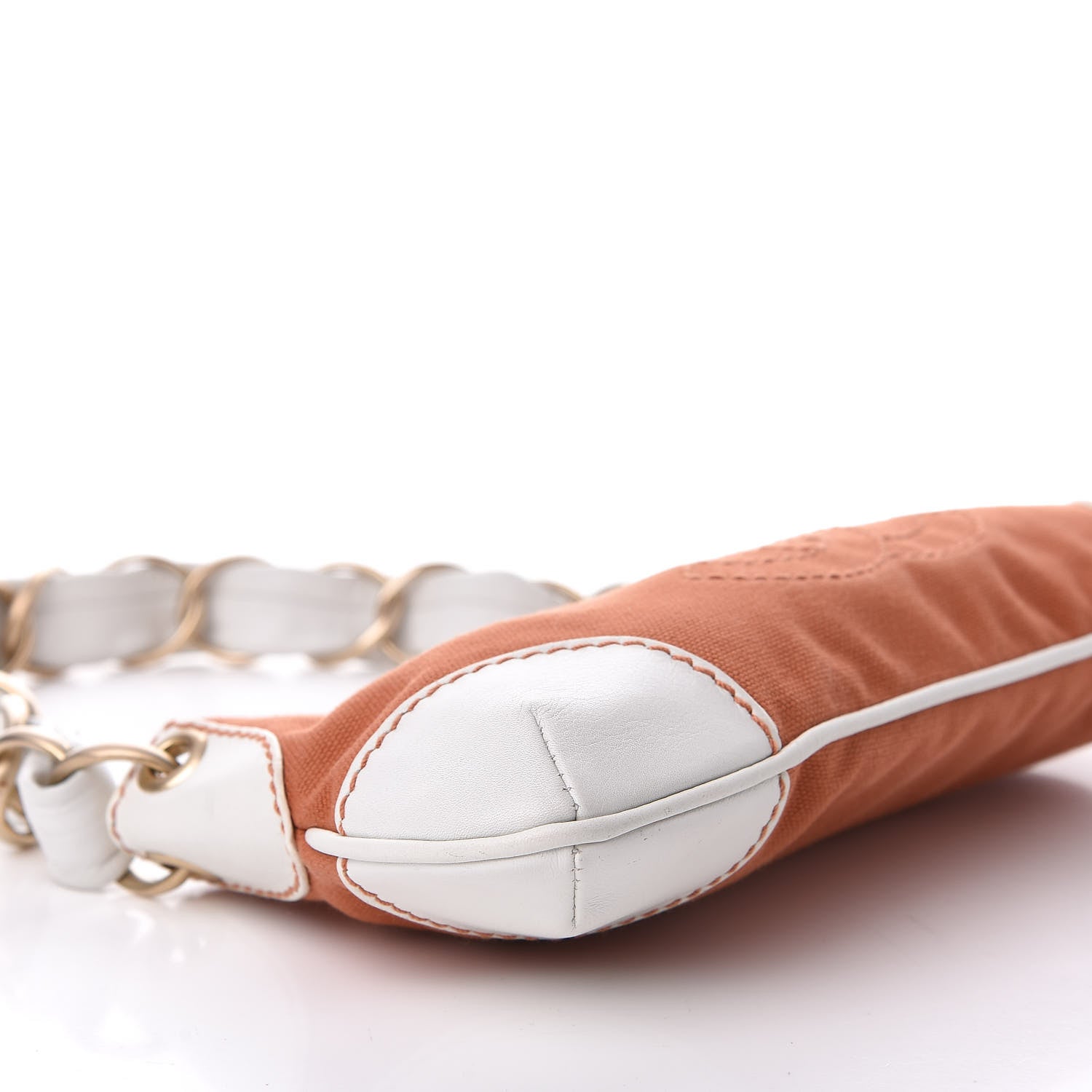 Chanel Lambskin Canvas CC Olsen Chain Small Shoulder Bag White Orange 5 of 10