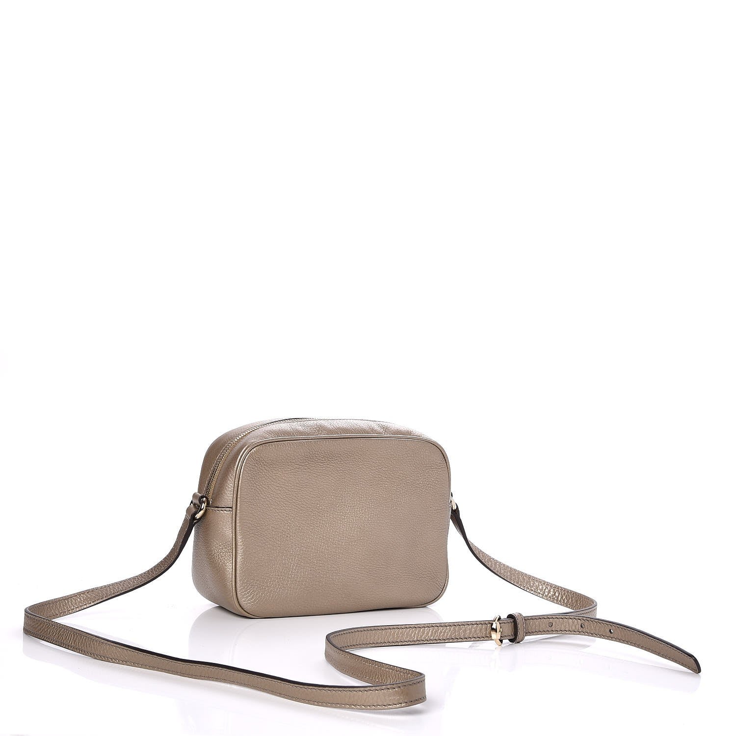 Gucci Metallic Pebbled Calfskin Small Soho Disco Bag Golden Beige 3 of 7