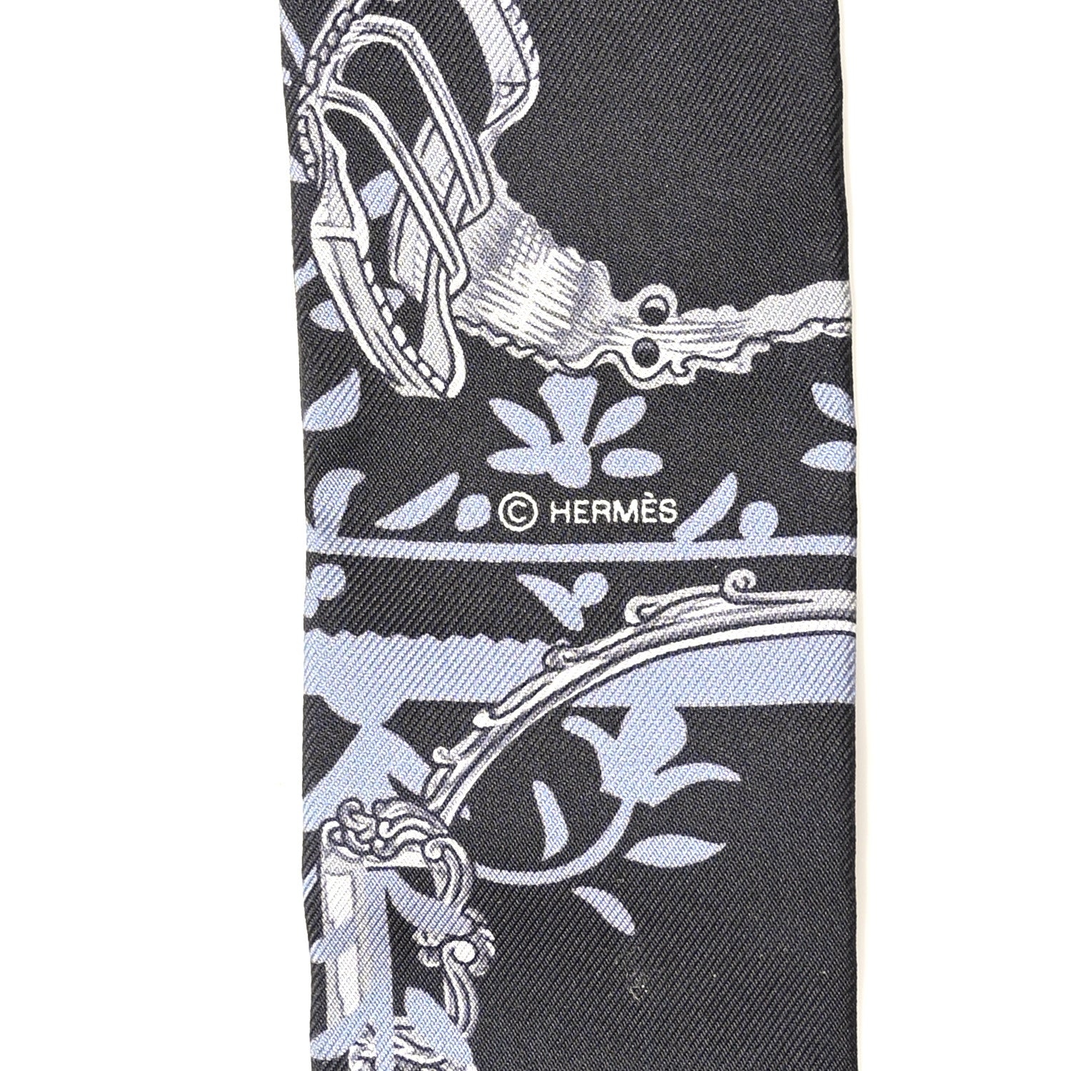 Hermes Silk Etriers Remix Twilly Black Ciel Argent 4 of 4