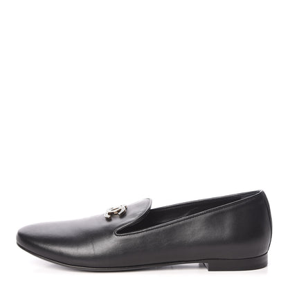 Chanel Enamel Pearl Crystal Lambskin CC Mocassin Loafers 38 Black 1 of 8
