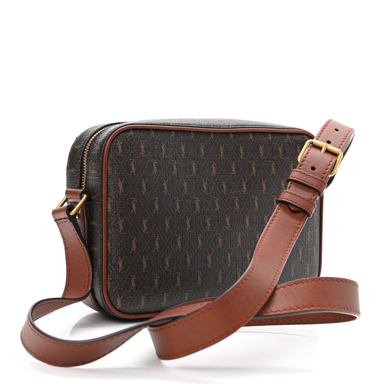 Saint Laurent Canvas Smooth Calfskin Le Monogramme Camera Bag Chestnut 3 of 10