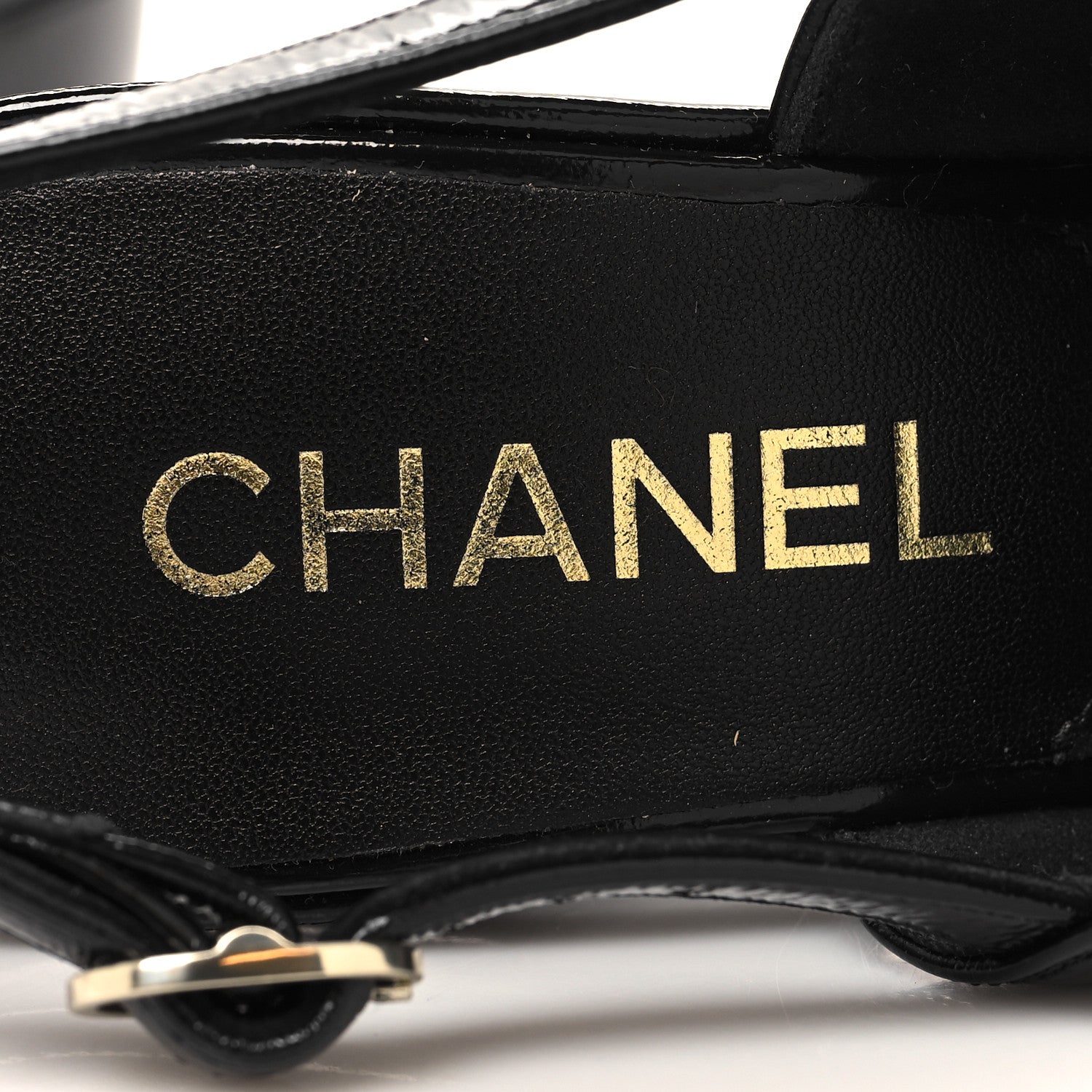 Chanel Crumpled Patent Lambskin Platform Sandals 36 Black 8 of 8