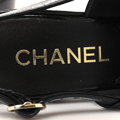 Chanel Crumpled Patent Lambskin Platform Sandals 36 Black 8 of 8