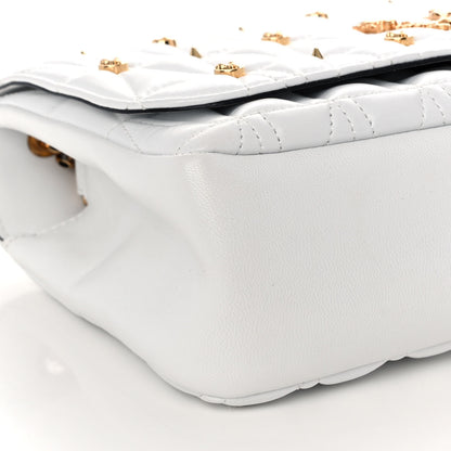 Versace Nappa Quilted Studded Virtus Shoulder Bag White 9 of 12