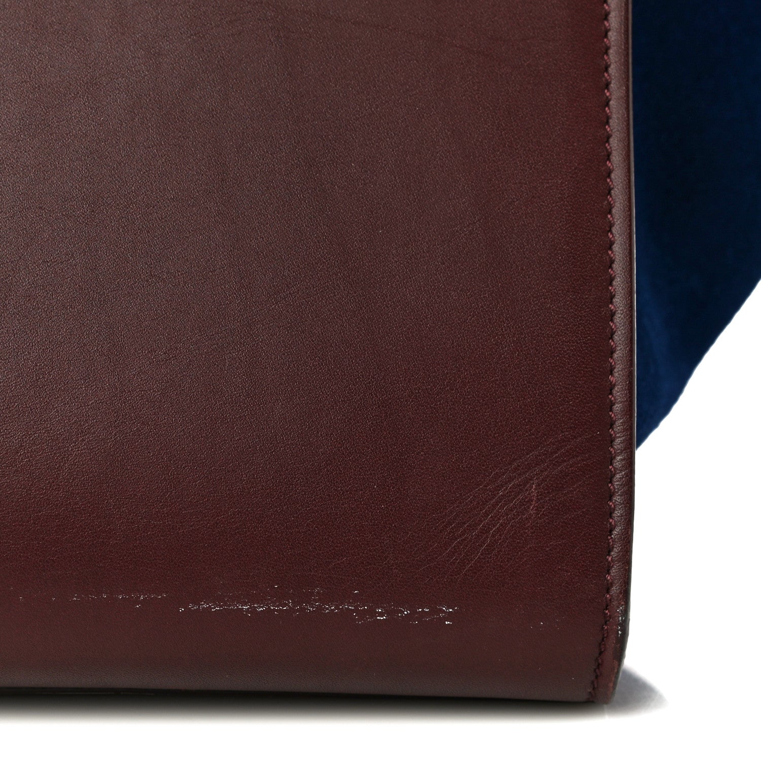Celine Smooth Calfskin Suede Large Bi-Color Trapeze Burgundy 11 of 17